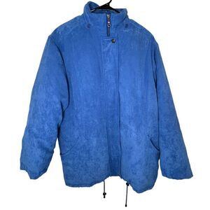 Worthington Blue Heavy Weight Zip Up Suede Winter Coat